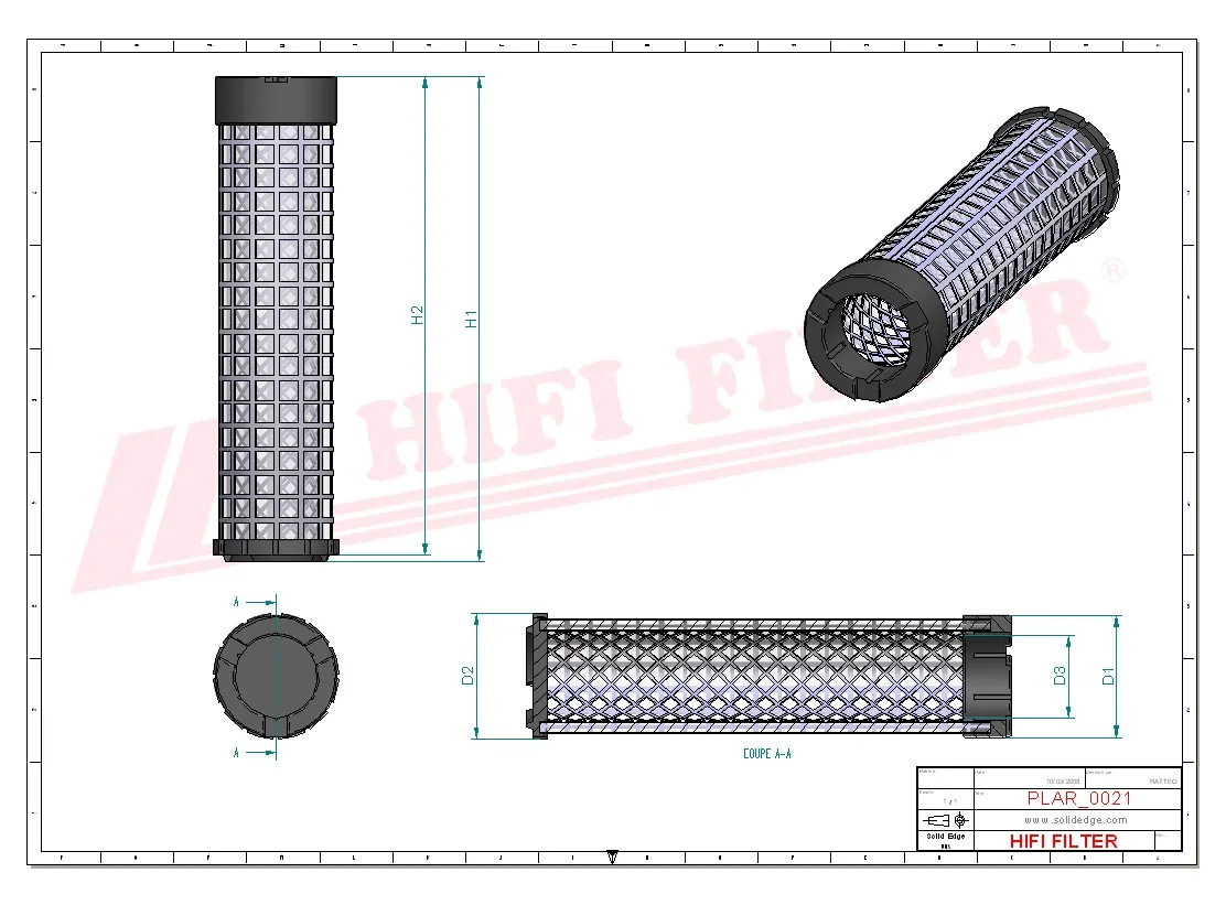 Rysunek techniczny Hifi Filter SA16265