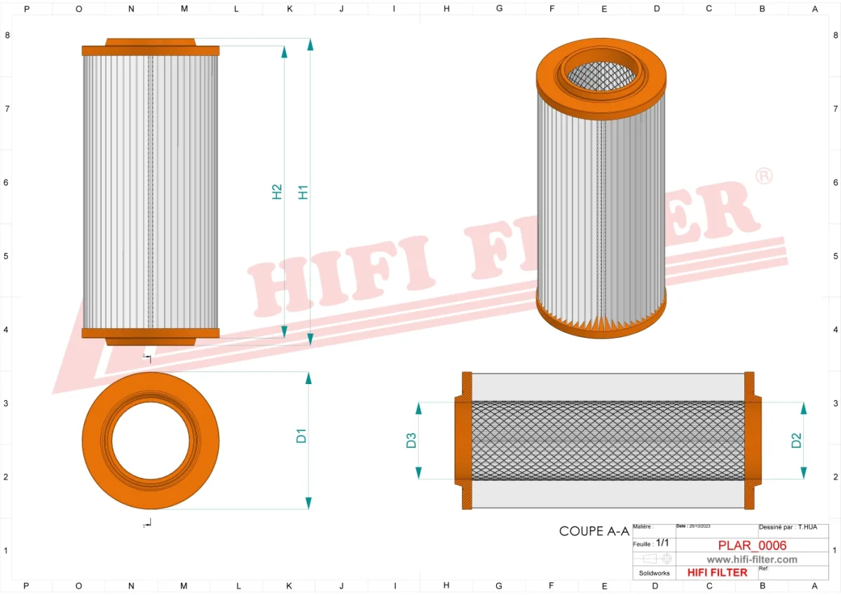 Rysunek techniczny Hifi Filter SA16311