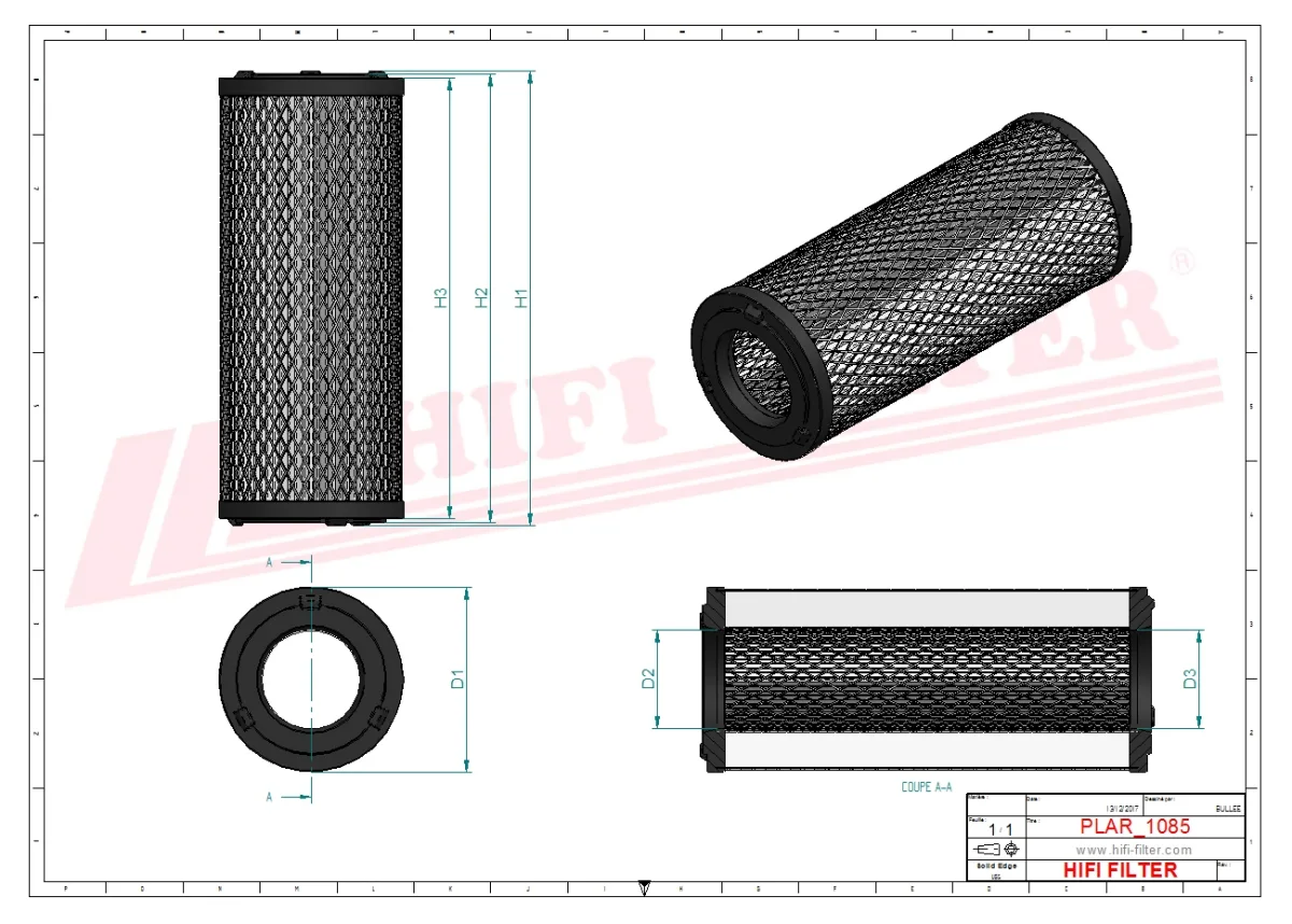 Rysunek techniczny Hifi Filter SA16370