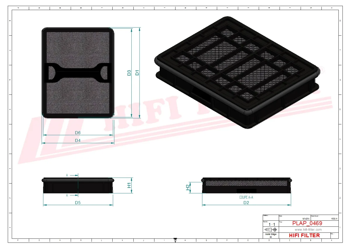 Rysunek techniczny Hifi Filter SA16798