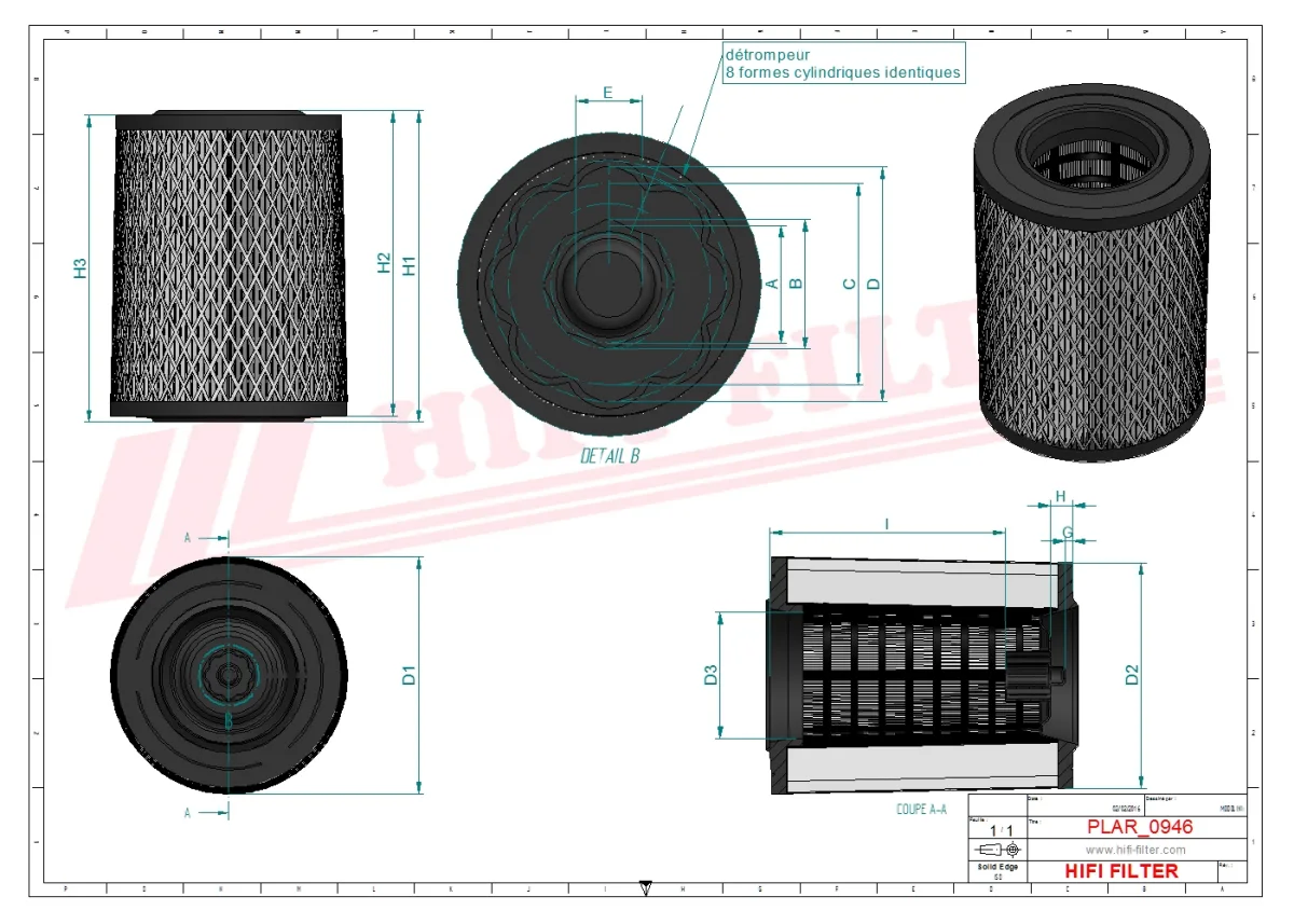 Rysunek techniczny Hifi Filter SA16862