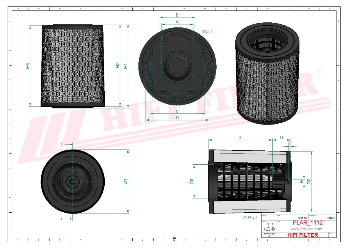 Rysunek techniczny Hifi Filter SA16915