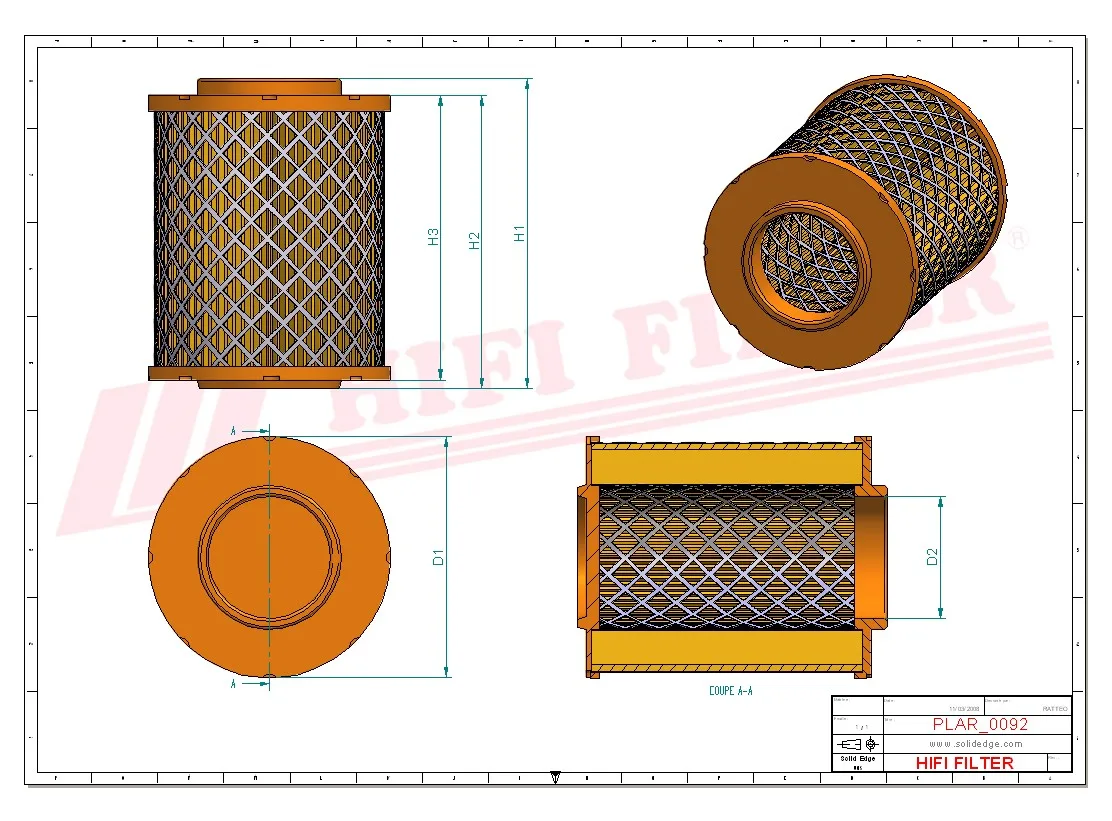 Rysunek techniczny Hifi Filter SA17217