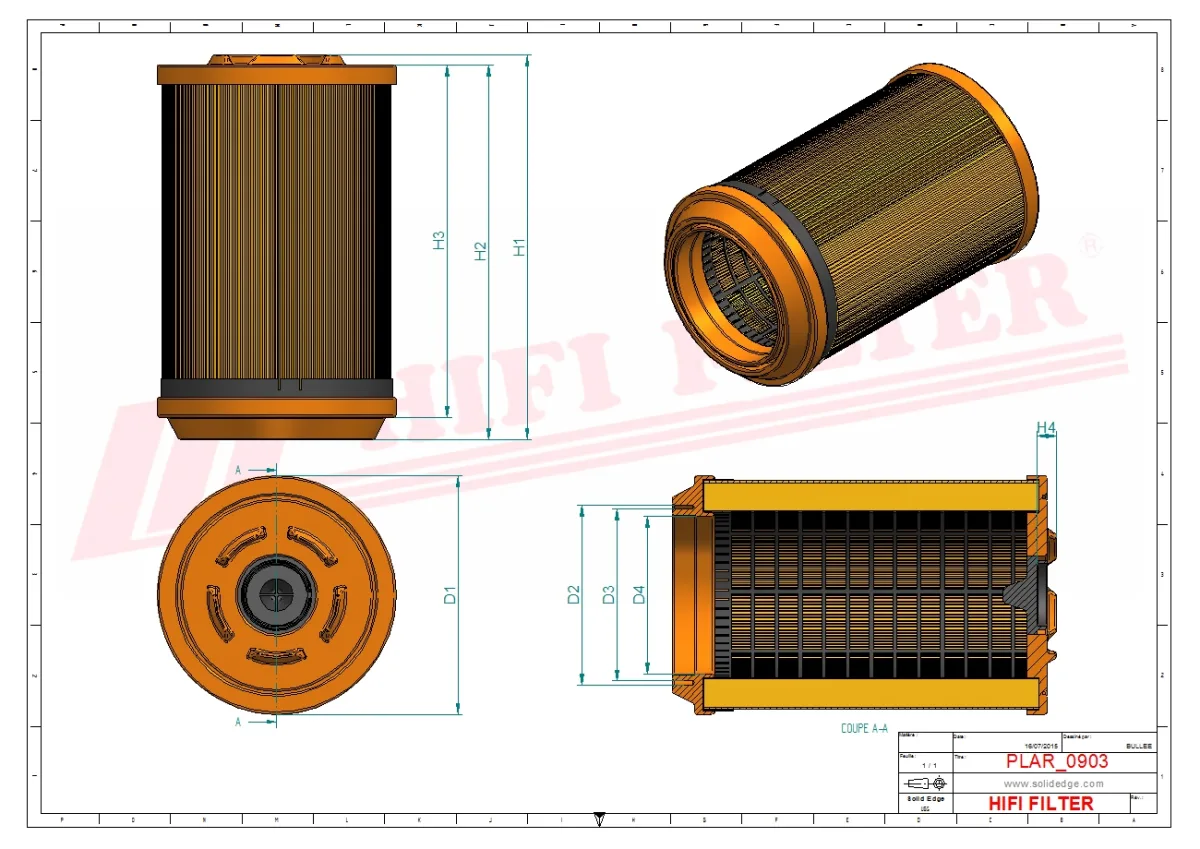 Rysunek techniczny Hifi Filter SA17463
