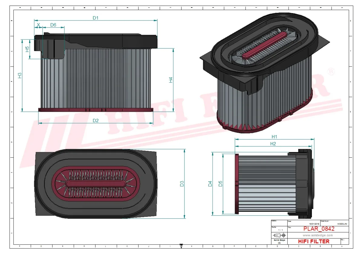 Rysunek techniczny Hifi Filter SA17480