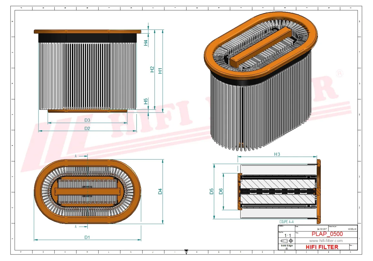 Rysunek techniczny Hifi Filter SA17560