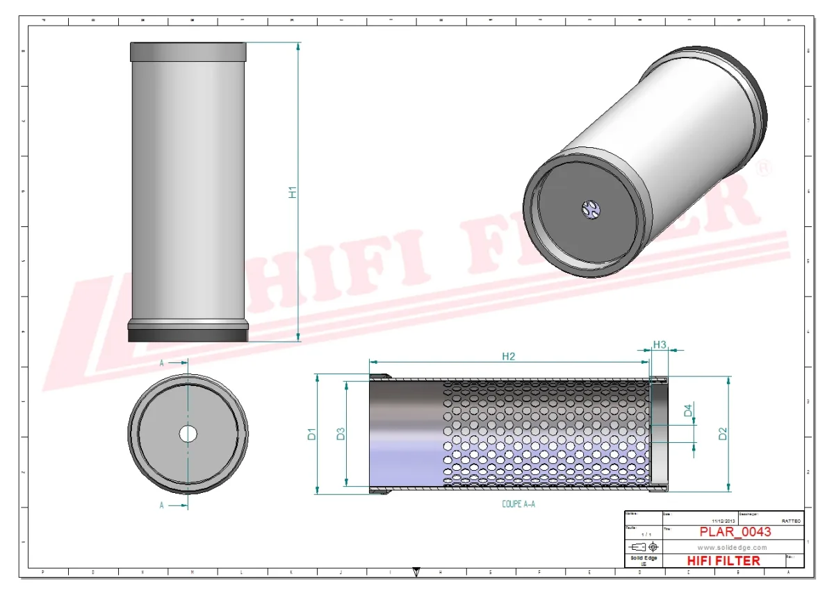 Rysunek techniczny Hifi Filter SA17830