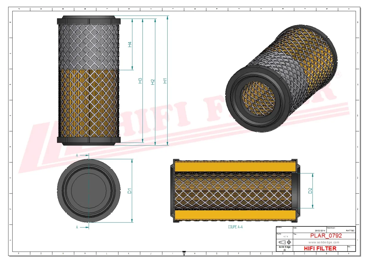 Rysunek techniczny Hifi Filter SA18146