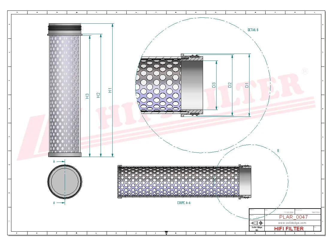 Rysunek techniczny Hifi Filter SA18166