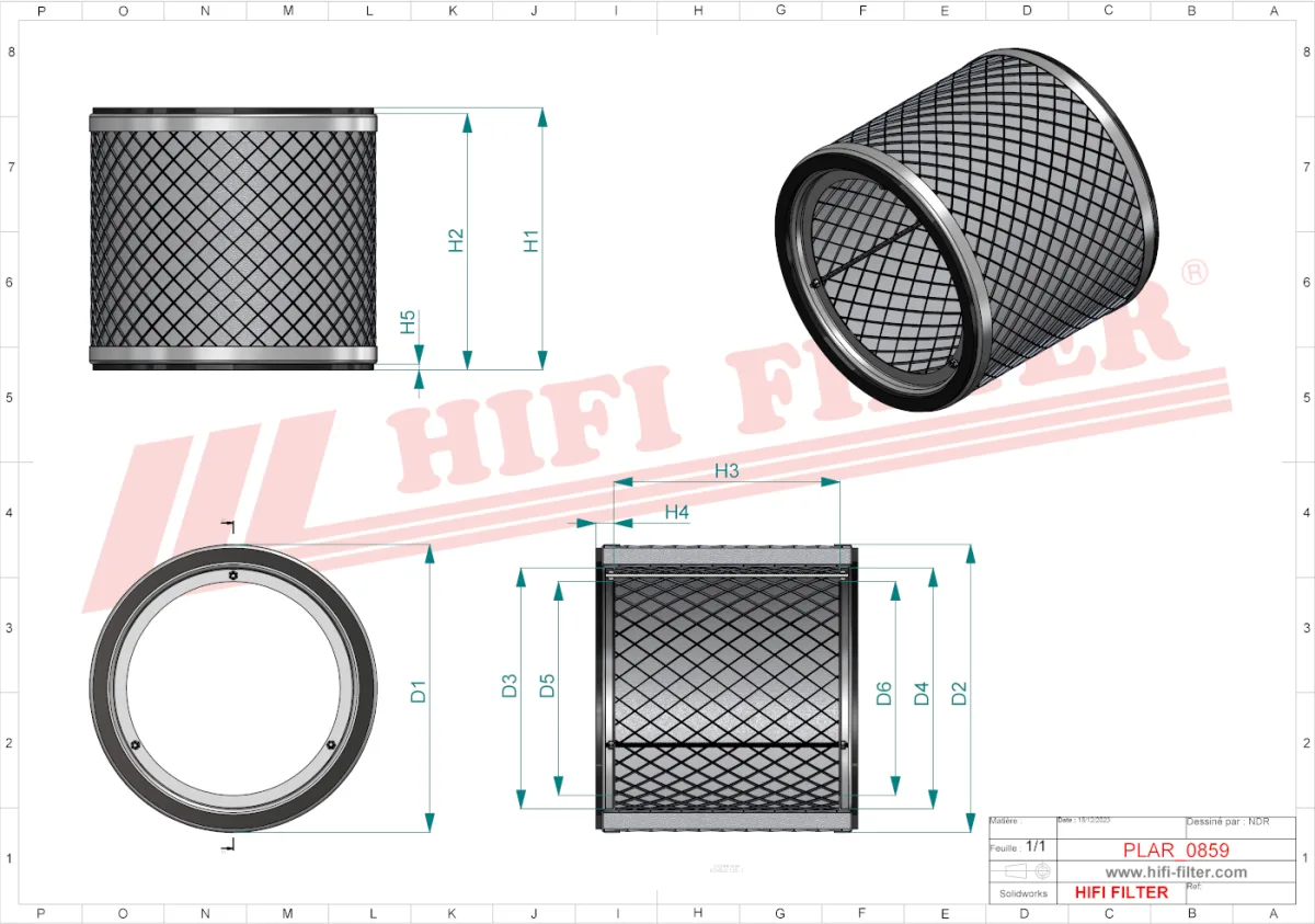 Rysunek techniczny Hifi Filter SA190200