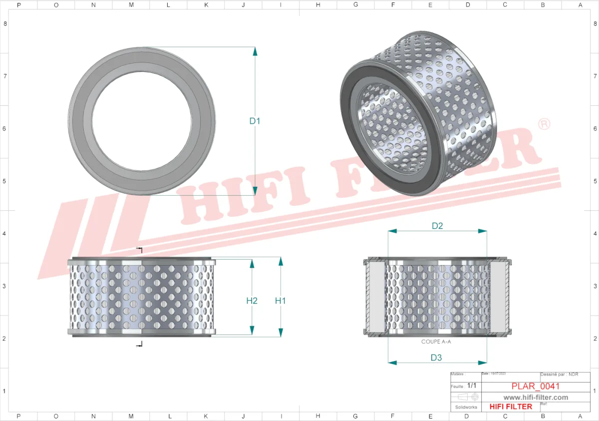 Rysunek techniczny Hifi Filter SA190209