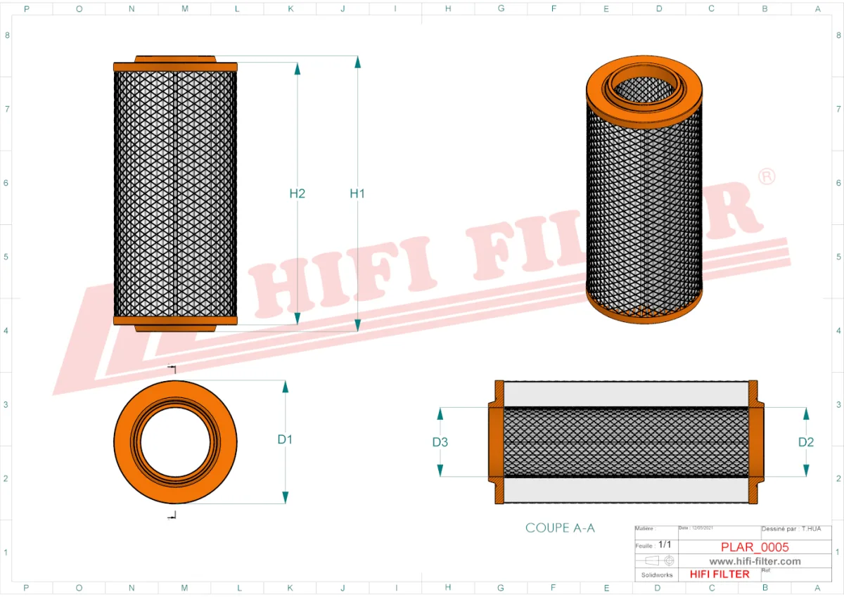 Rysunek techniczny Hifi Filter SA210