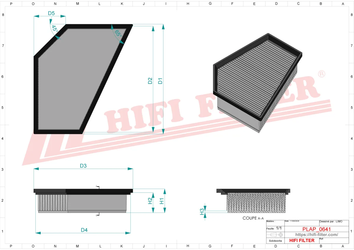 Rysunek techniczny Hifi Filter SA6115