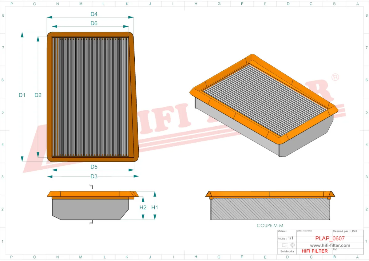 Rysunek techniczny Hifi Filter SA7144