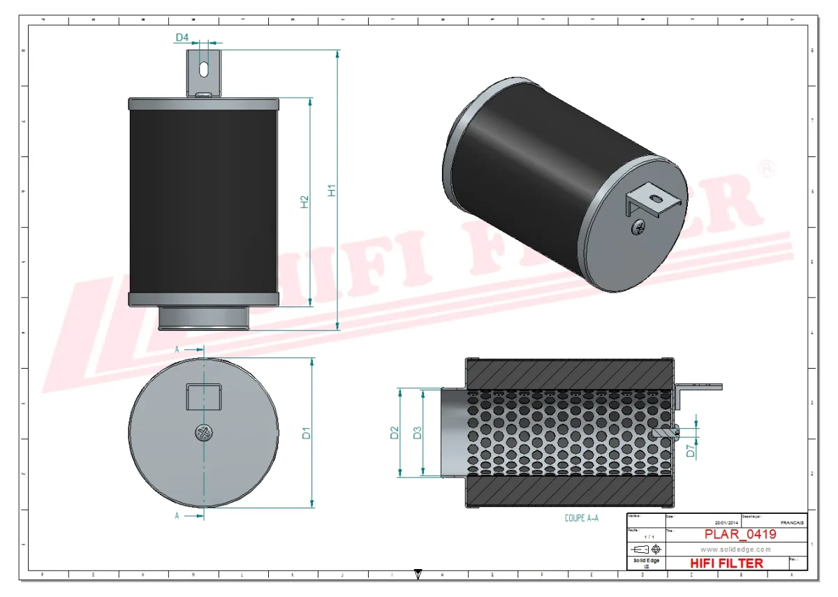 Rysunek techniczny Hifi Filter SA7972