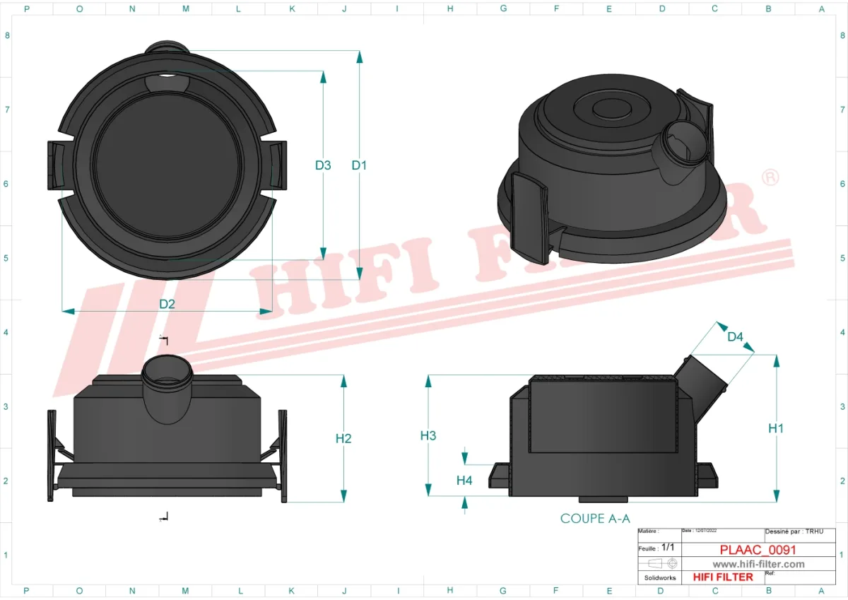 Rysunek techniczny Hifi Filter SACV02018