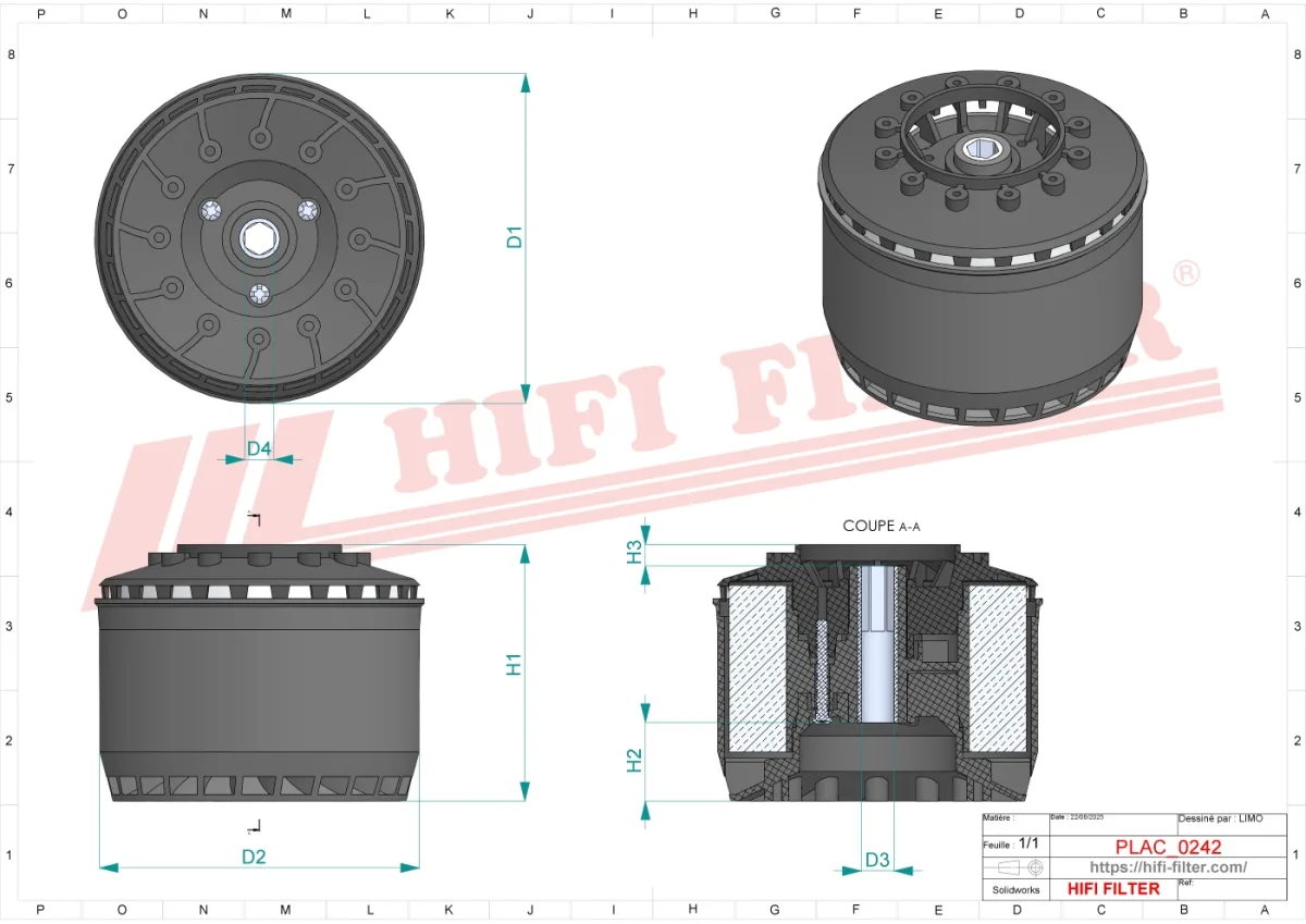 Rysunek techniczny Hifi Filter SAO6285
