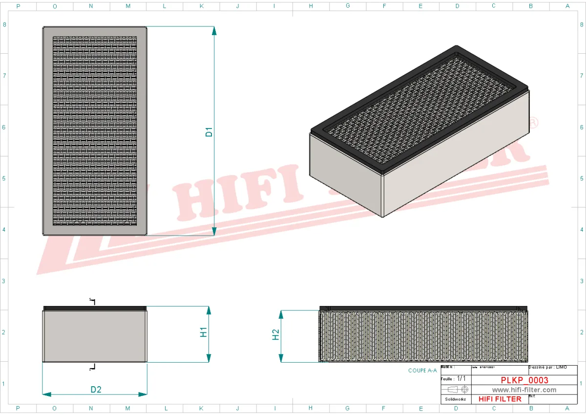 Rysunek techniczny Hifi Filter SC40003