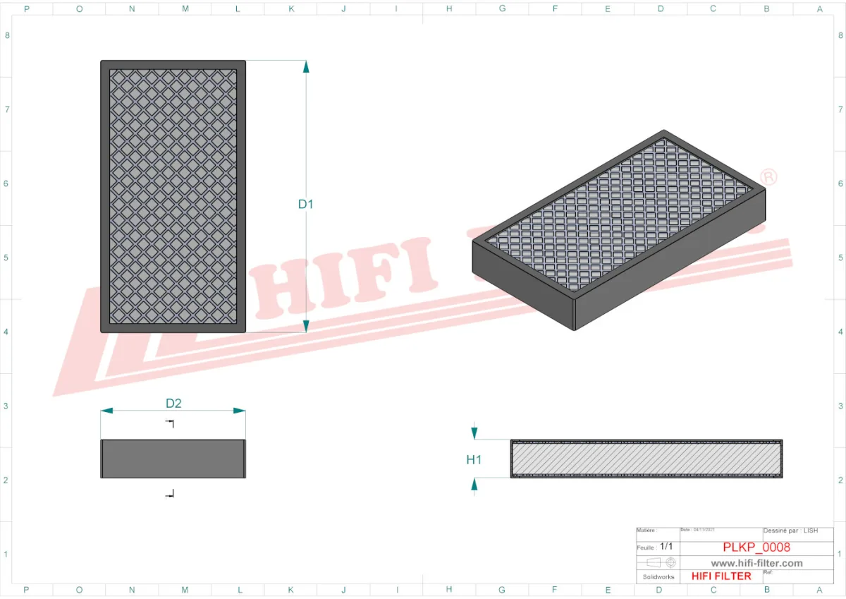 Rysunek techniczny Hifi Filter SC40069CA