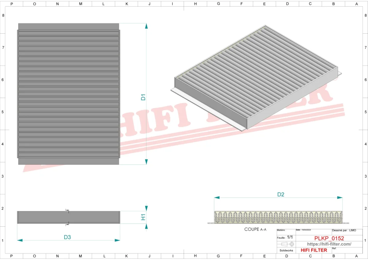 Rysunek techniczny Hifi Filter SC40142
