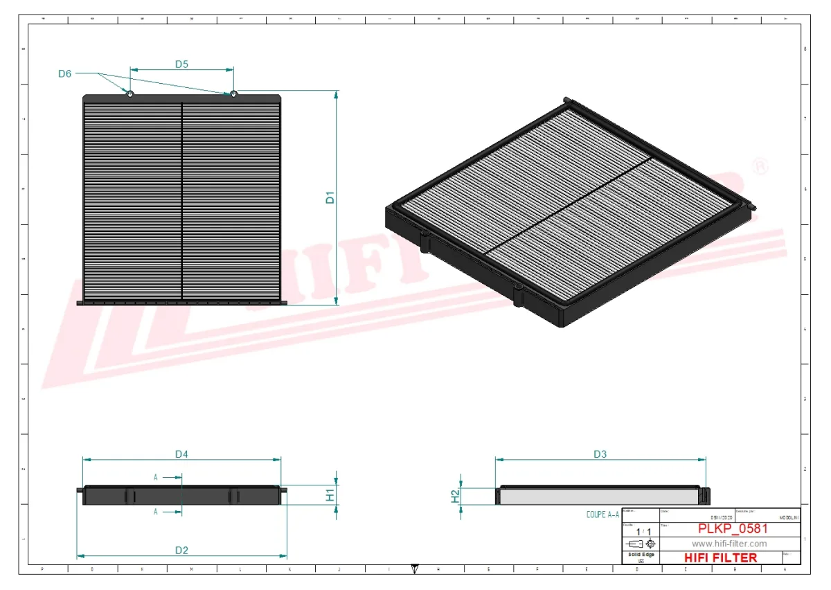 Rysunek techniczny Hifi Filter SC50305