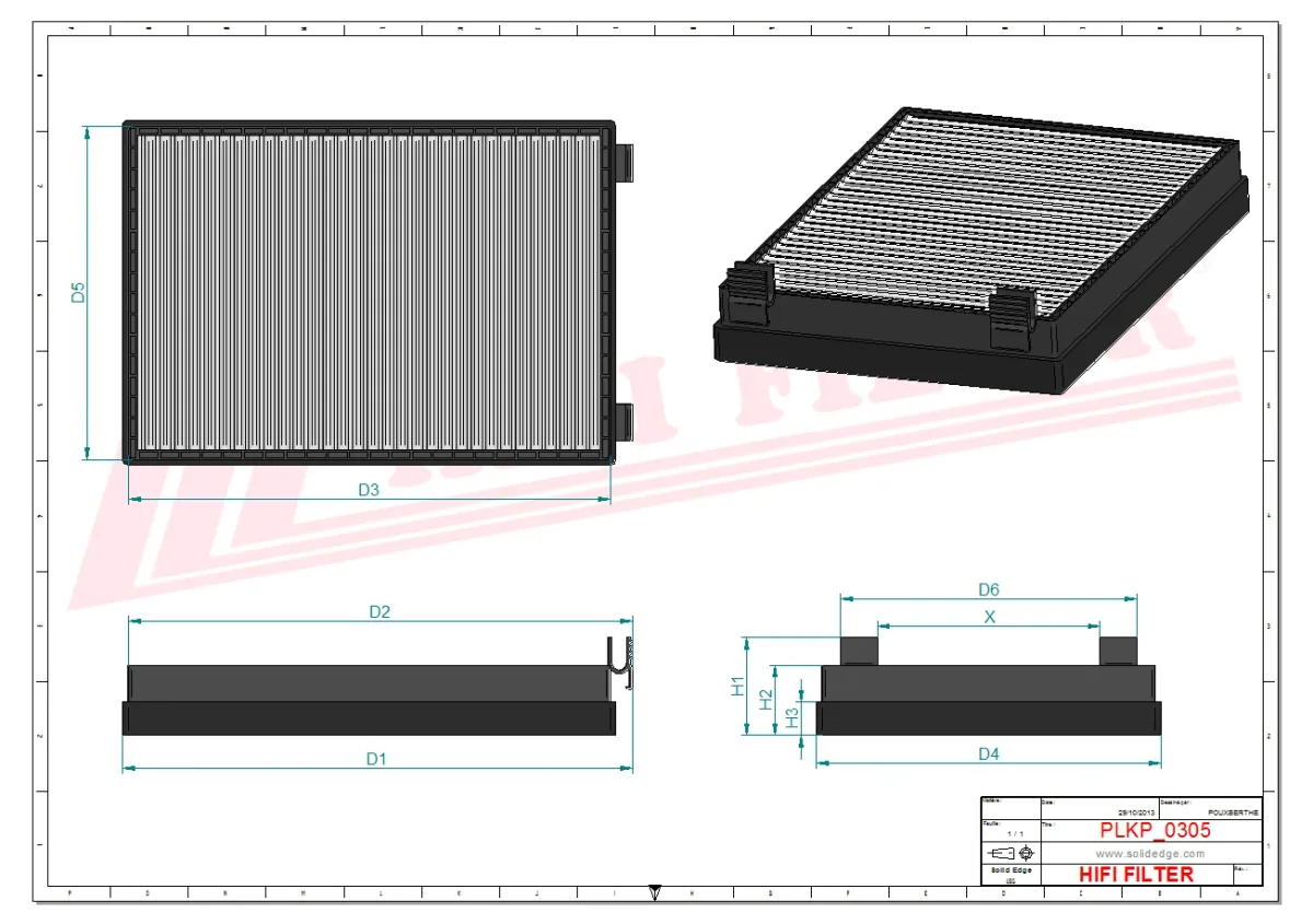 Rysunek techniczny Hifi Filter SC80061