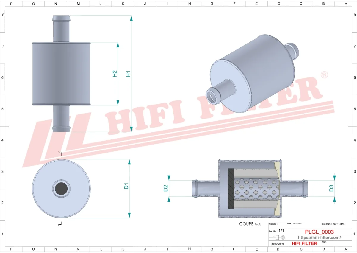 Rysunek techniczny Hifi Filter SG1042