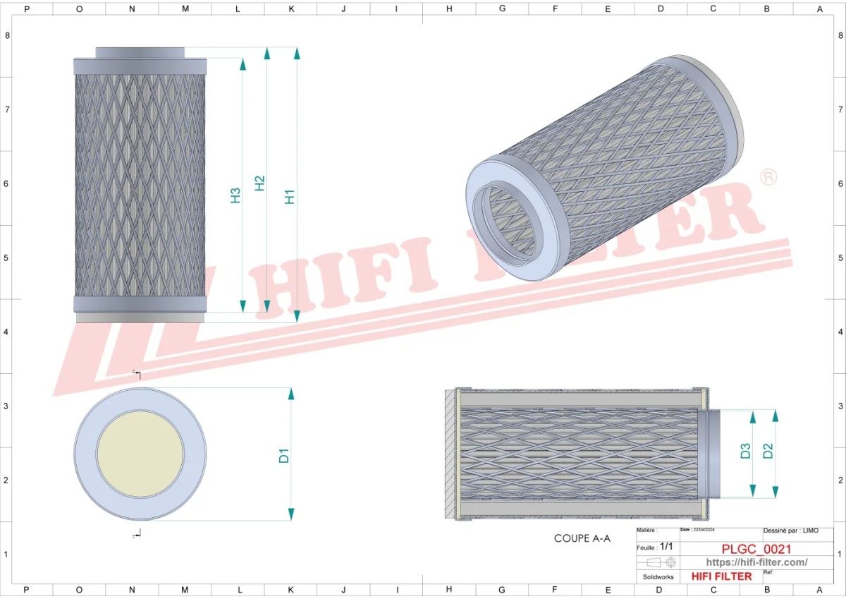 Rysunek techniczny Hifi Filter SG6071