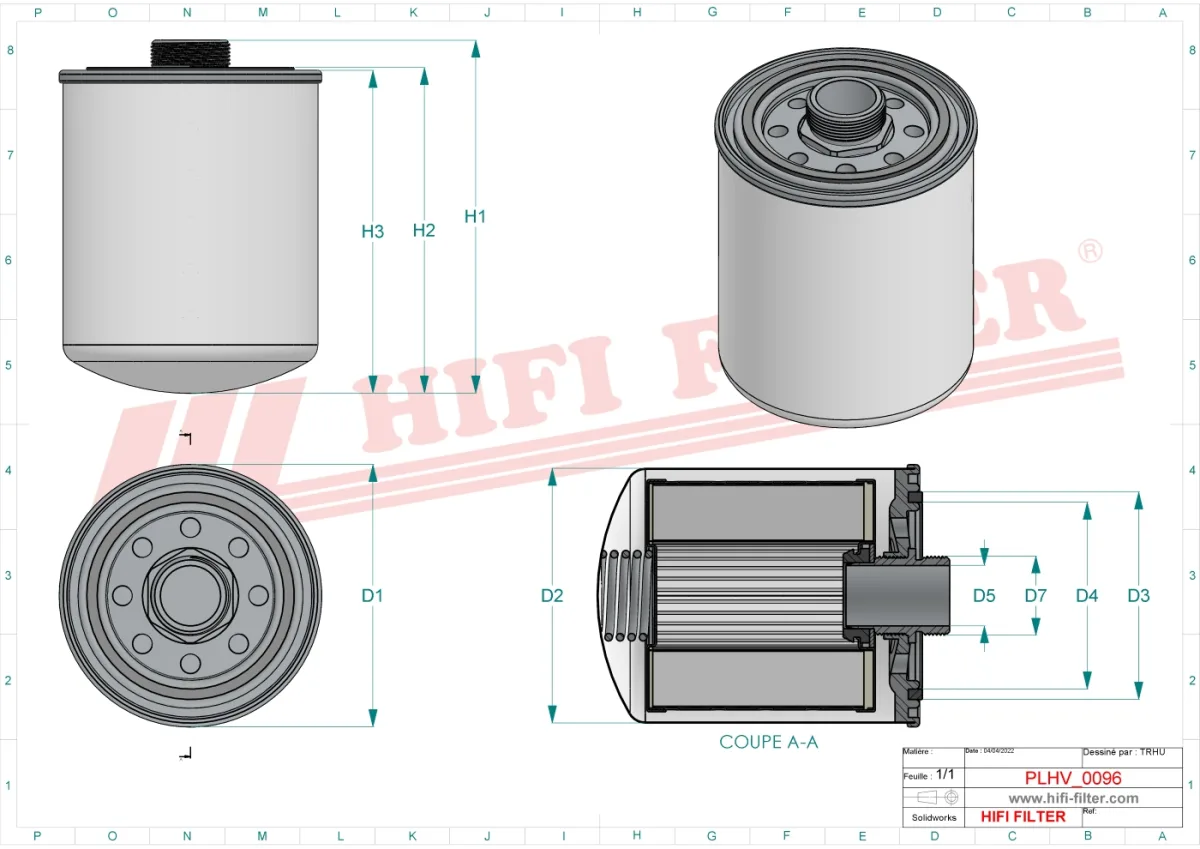 Rysunek techniczny Hifi Filter SH62032