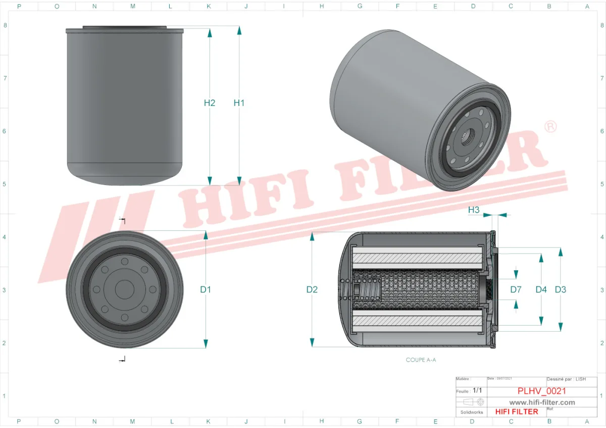 Rysunek techniczny Hifi Filter SH62191