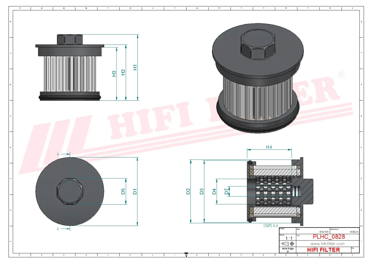 Rysunek techniczny Hifi Filter SH62490