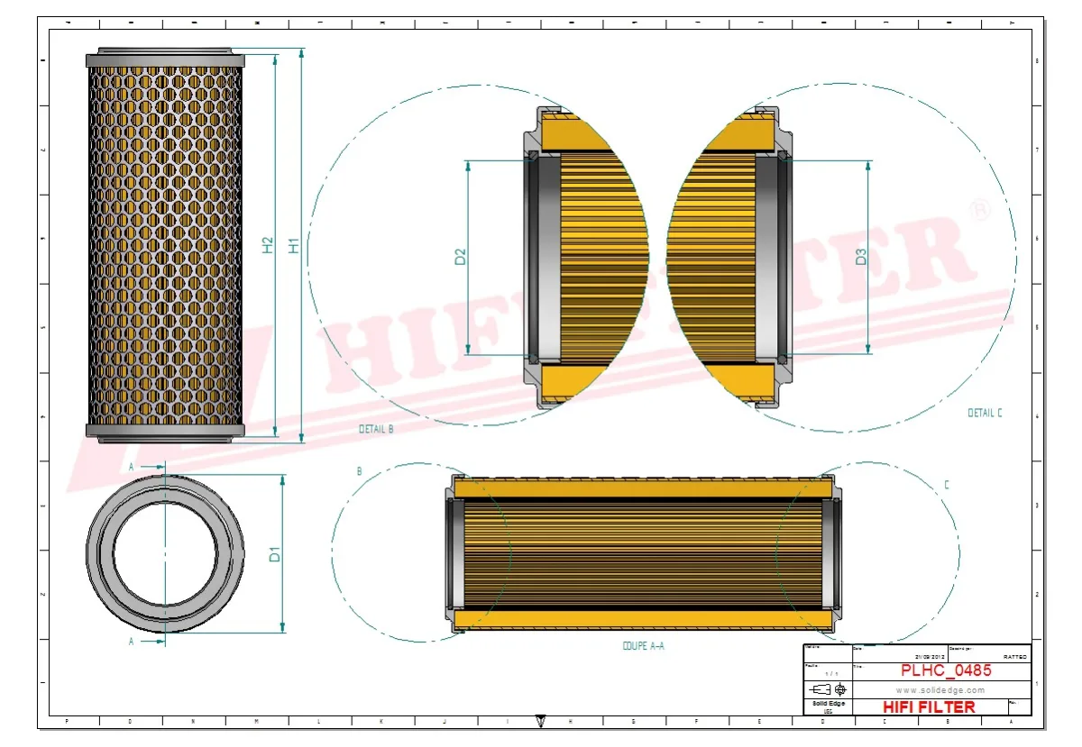 Rysunek techniczny Hifi Filter SH63168
