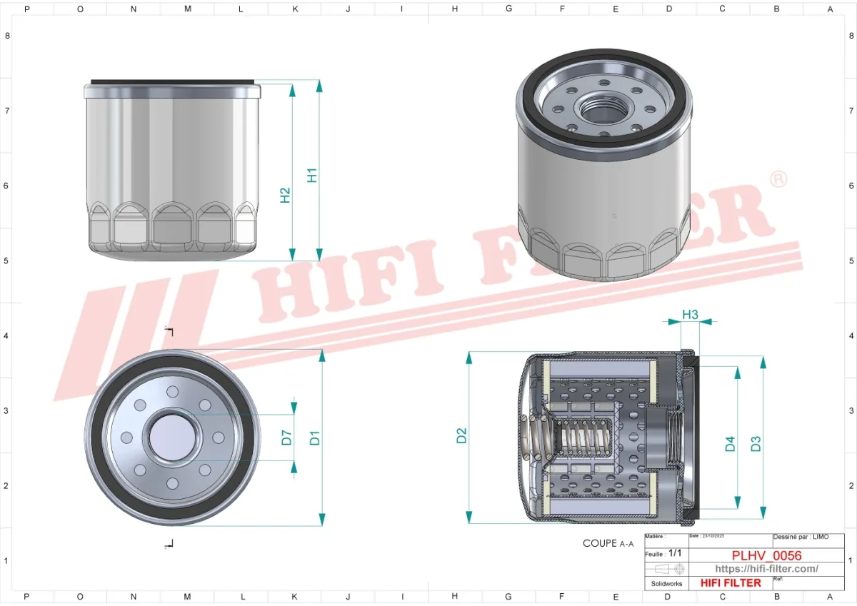 Rysunek techniczny Hifi Filter SH63426