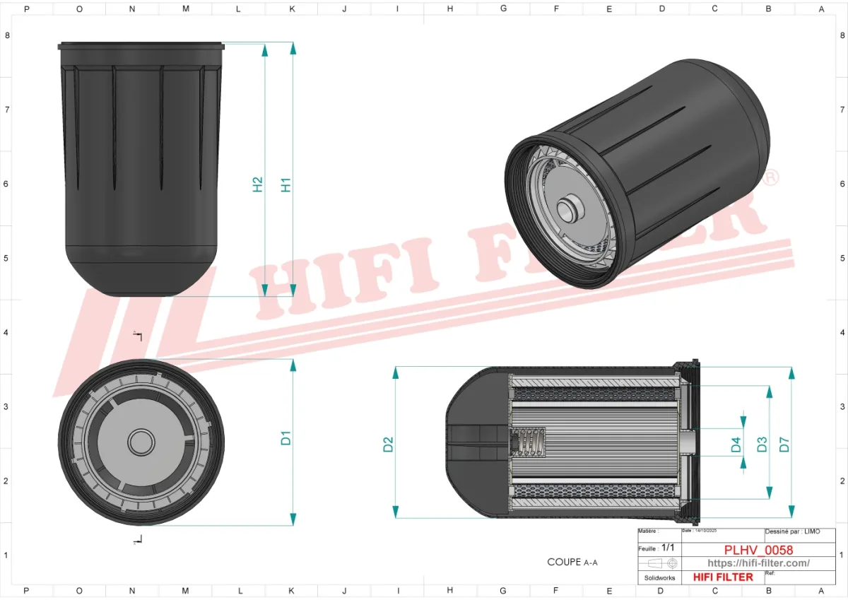 Rysunek techniczny Hifi Filter SH66395
