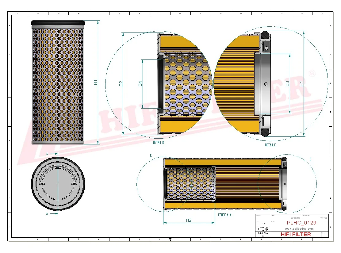 Rysunek techniczny Hifi Filter SH68160
