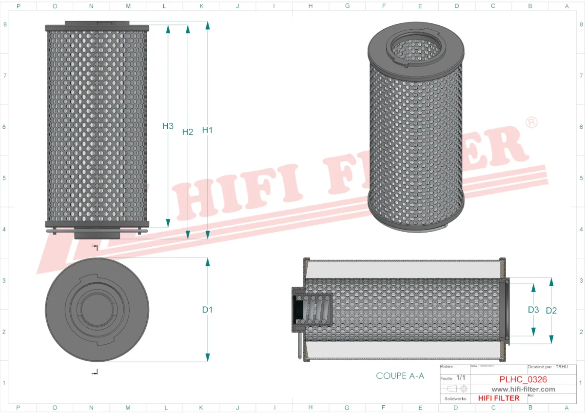 Rysunek techniczny Hifi Filter SH74034