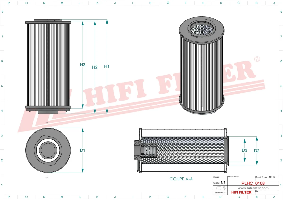Rysunek techniczny Hifi Filter SH74463