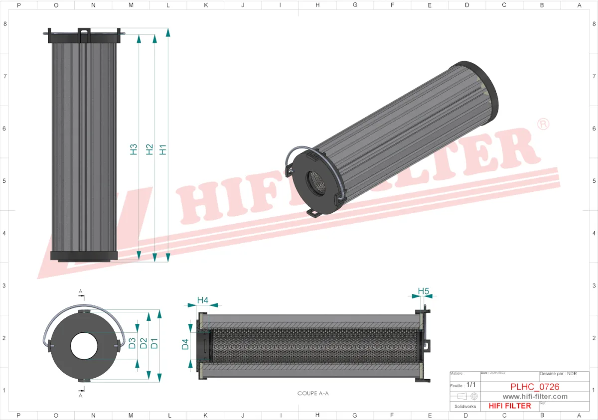Rysunek techniczny Hifi Filter SH74636SP