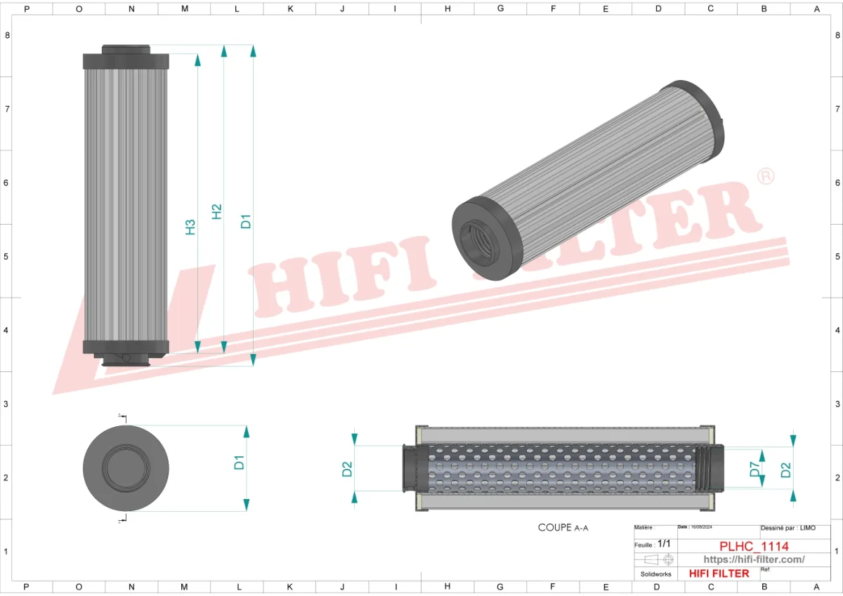 Rysunek techniczny Hifi Filter SH75465NCO
