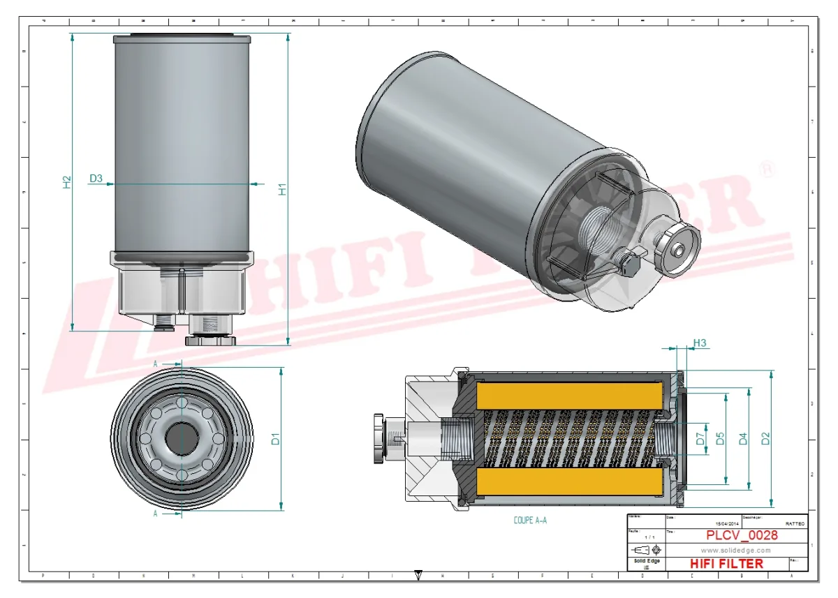 Rysunek techniczny Hifi Filter SN1240B