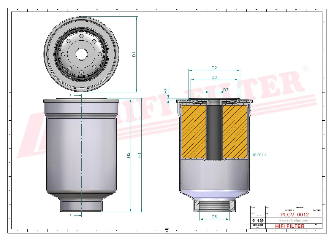 Rysunek techniczny Hifi Filter SN25008