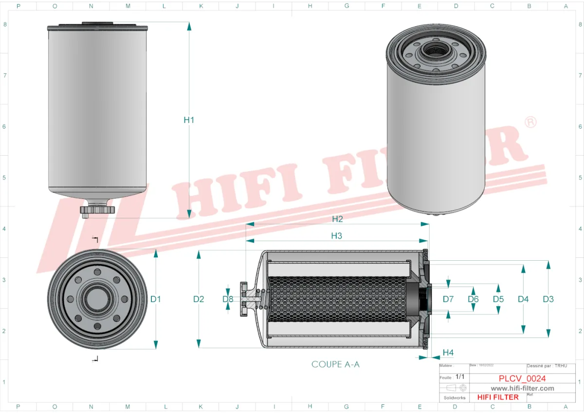Rysunek techniczny Hifi Filter SN25022