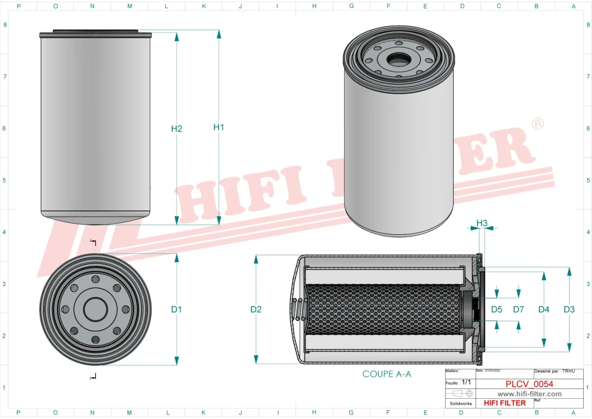 Rysunek techniczny Hifi Filter SN25031