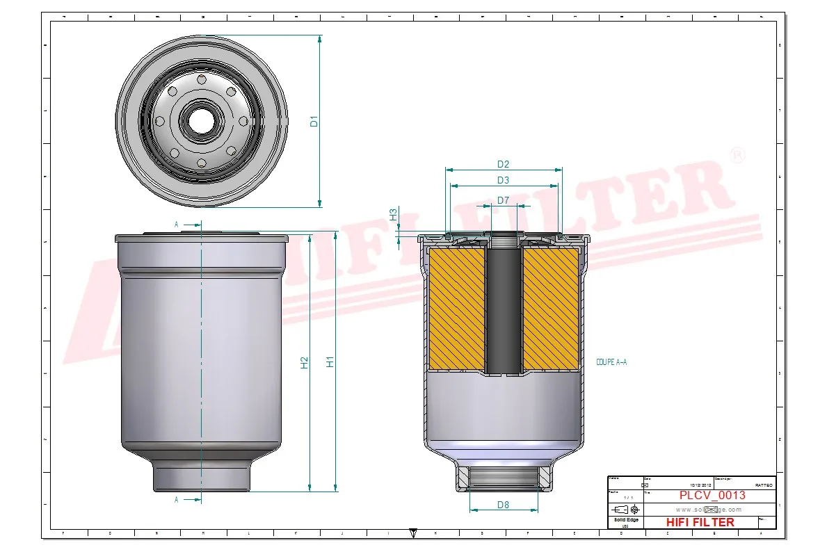 Rysunek techniczny Hifi Filter SN25037