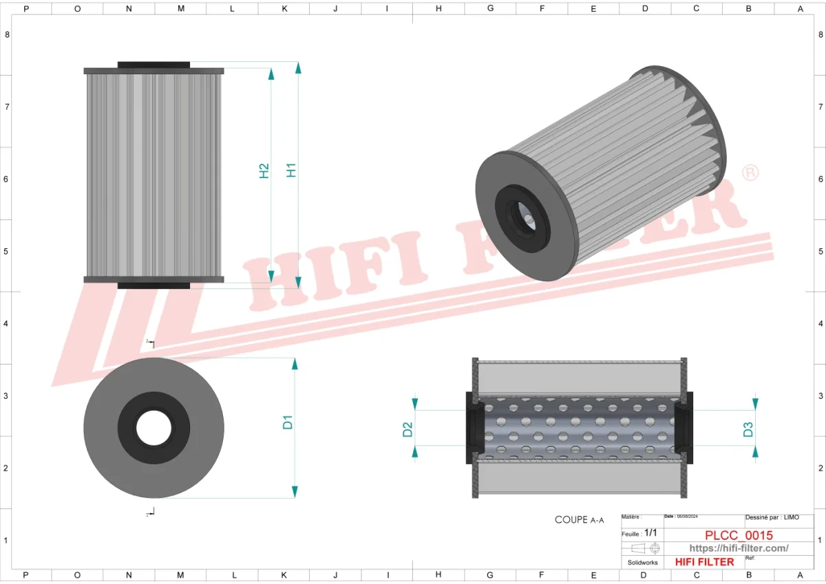 Rysunek techniczny Hifi Filter SN25084