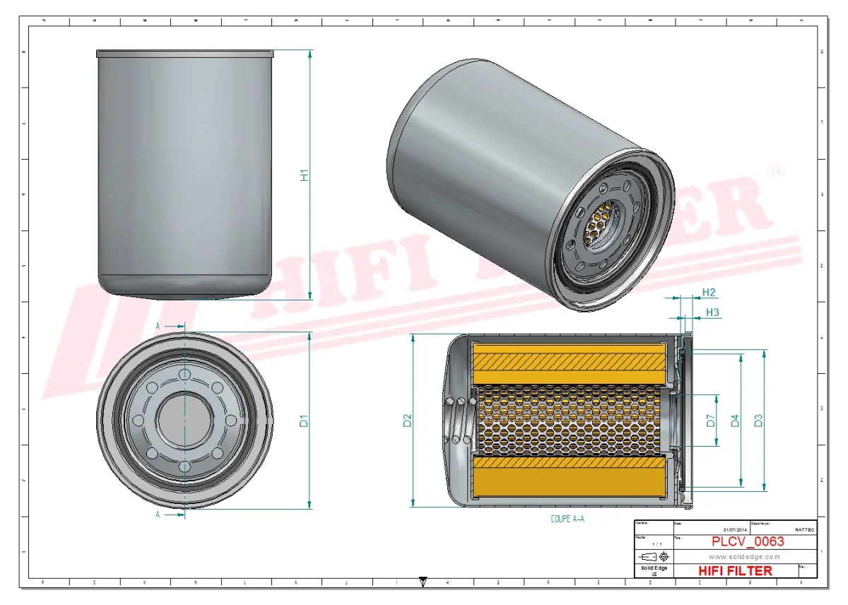 Rysunek techniczny Hifi Filter SN25111
