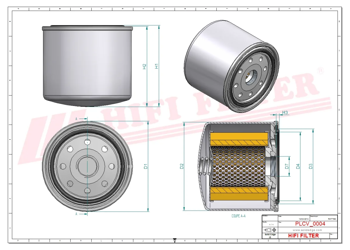 Rysunek techniczny Hifi Filter SN29236