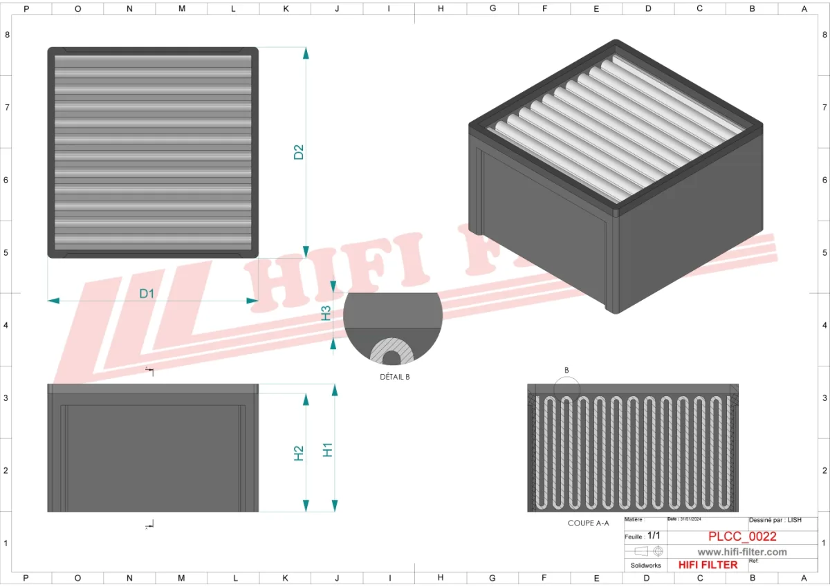 Rysunek techniczny Hifi Filter SN40005