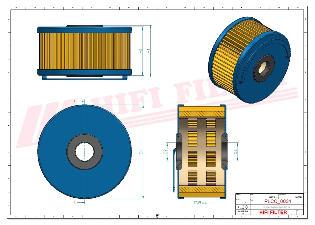 Rysunek techniczny Hifi Filter SN40010