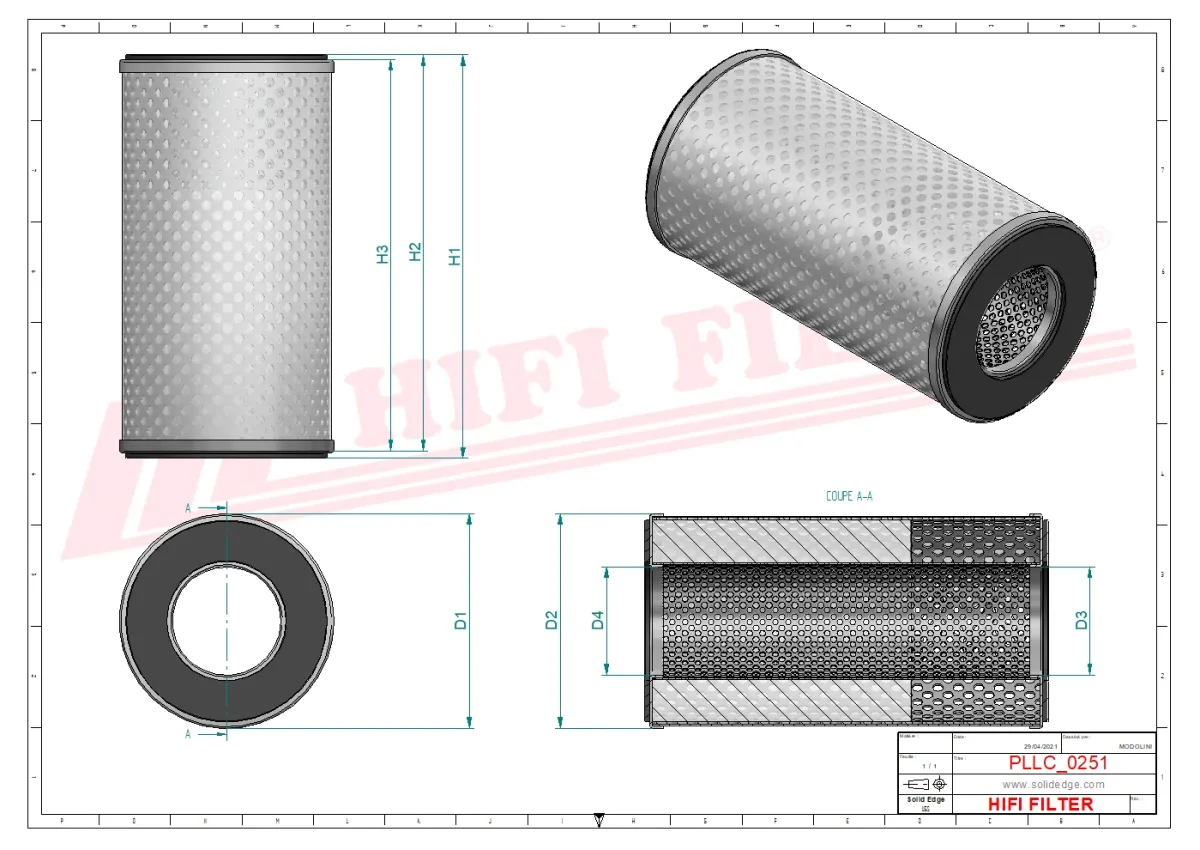 Rysunek techniczny Hifi Filter SN40116